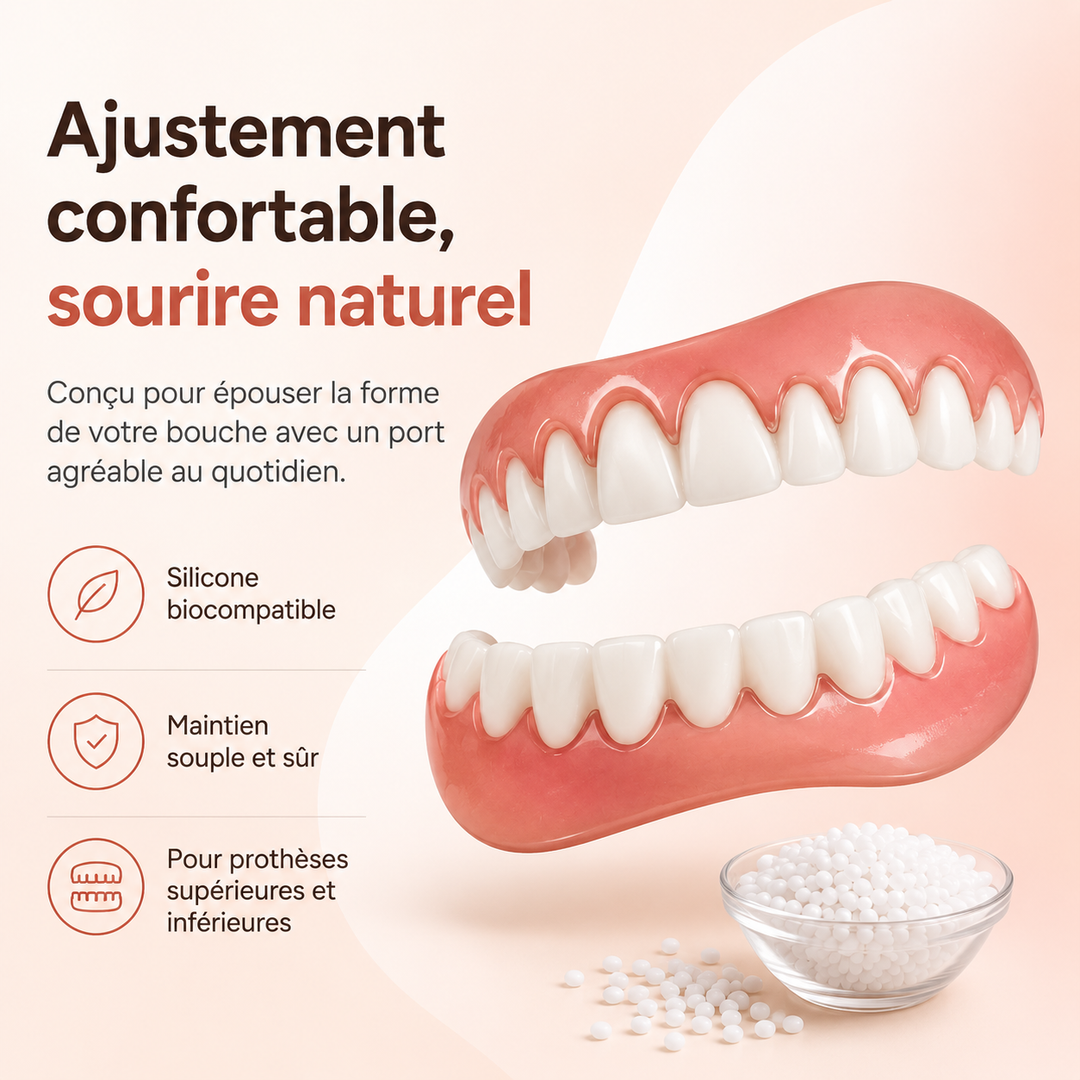 Prothèses dentaires réutilisables en silicone, idéales pour compléter un déguisement, costume ou cosplay.