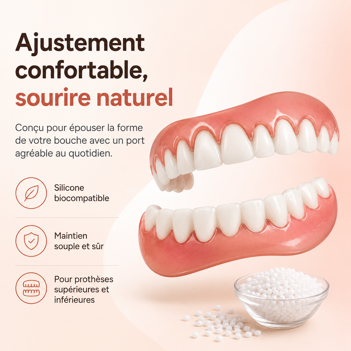 Prothèses dentaires réutilisables en silicone, idéales pour compléter un déguisement, costume ou cosplay.