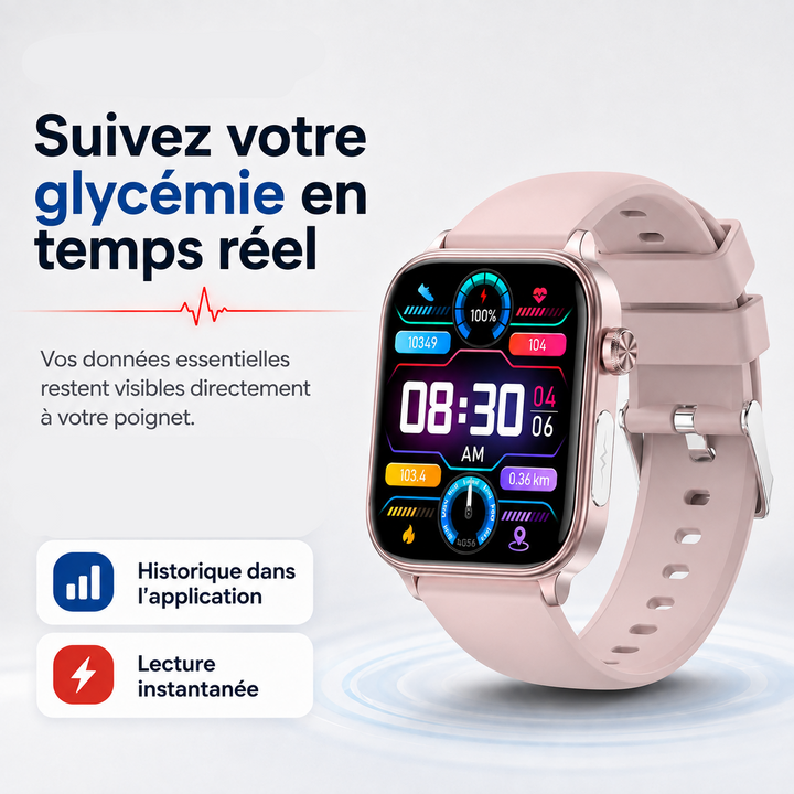 Montre SOS pour seniors. Sécurité renforcée, surveillance santé, alertes personnalisables. Tranquillité d'esprit.