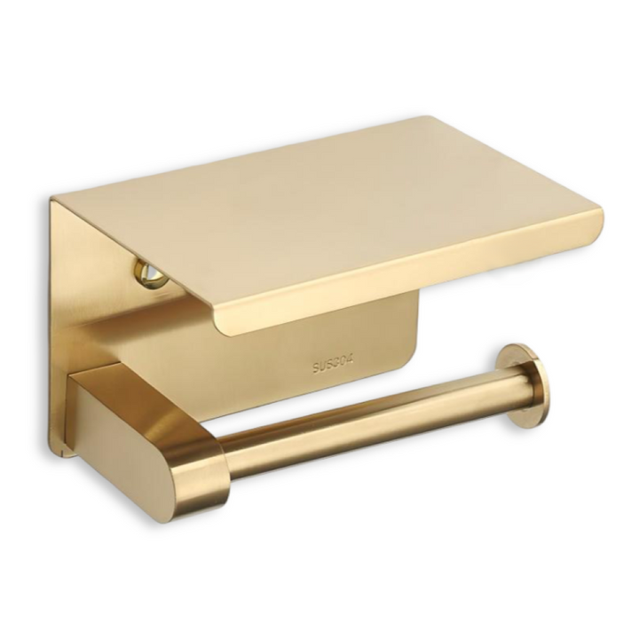 Barre serviette murale or brossé, acier inoxydable, pour un style moderne et une organisation optimale.