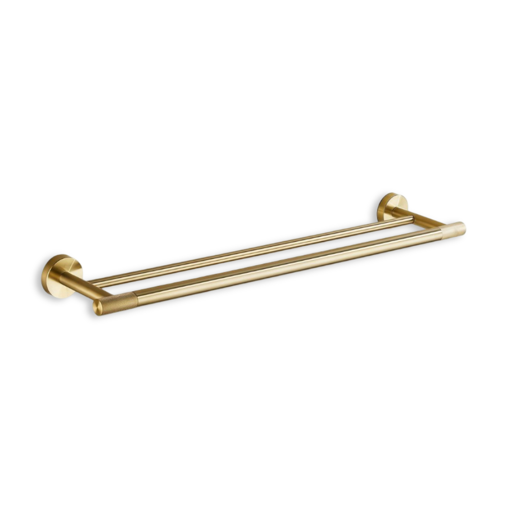 Finition or brossé: barre de serviette murale en acier inoxydable, accessoire de luxe pour salle de bains.