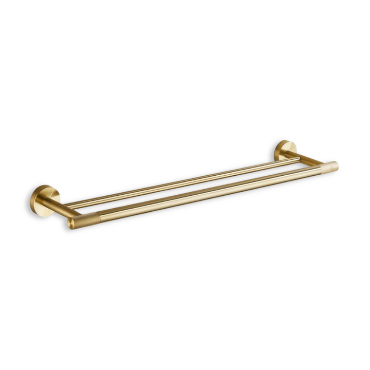 Finition or brossé: barre de serviette murale en acier inoxydable, accessoire de luxe pour salle de bains.