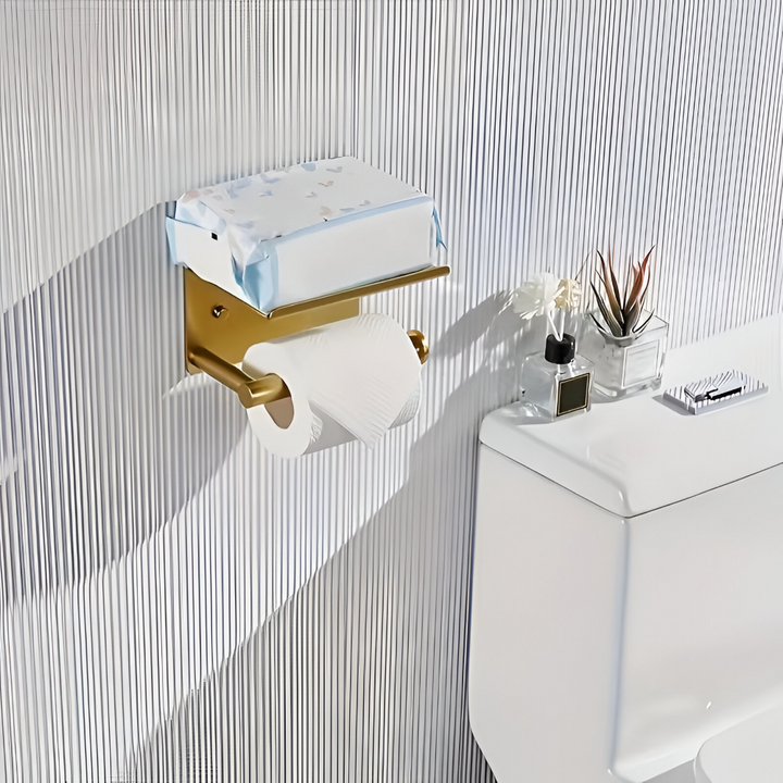 Barre de serviette chic en acier inoxydable or brossé, idéale pour décoration salle de bains.