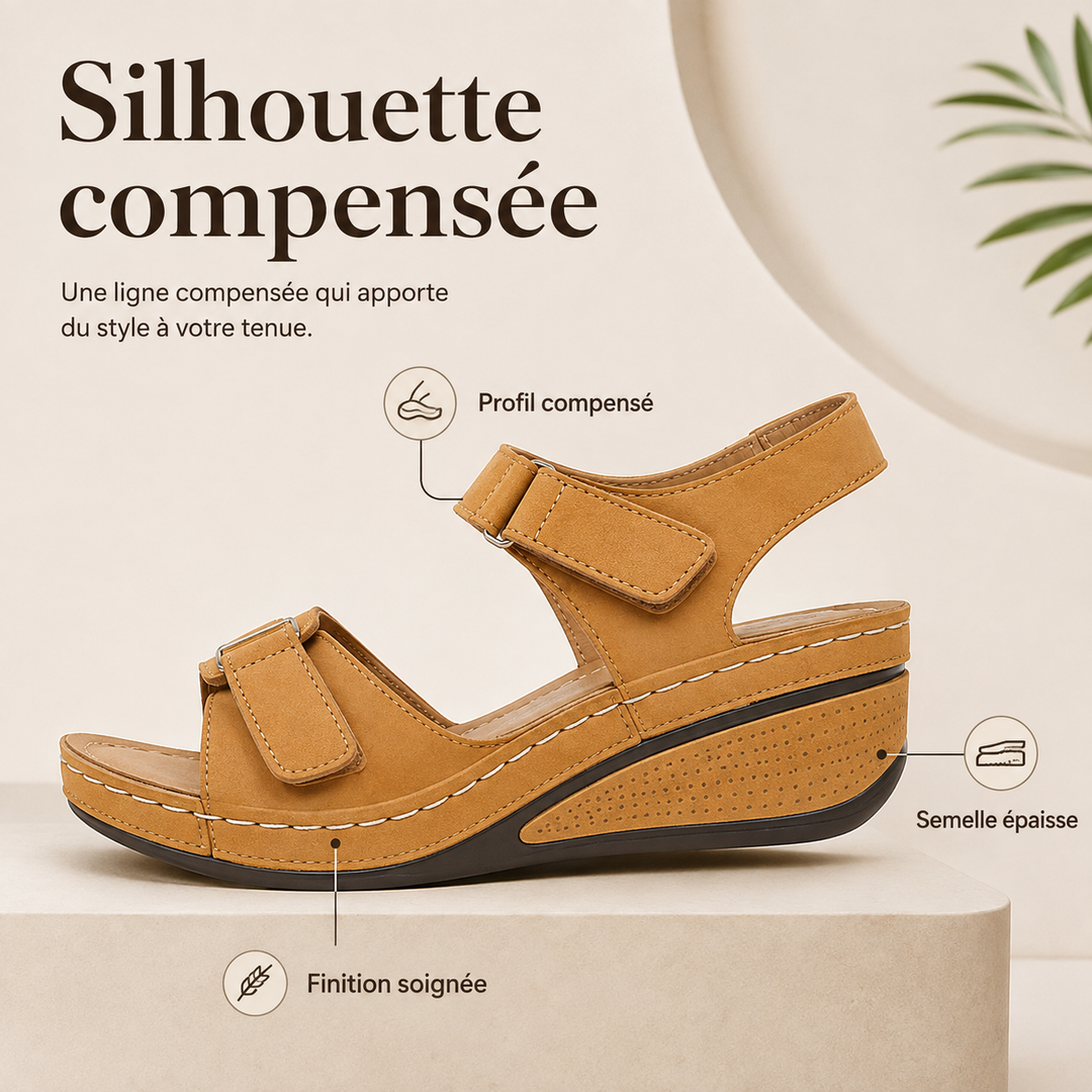 Chaussures d'été GraceStep: sandales compensées femme légères en cuir synthétique, pour un confort durable.
