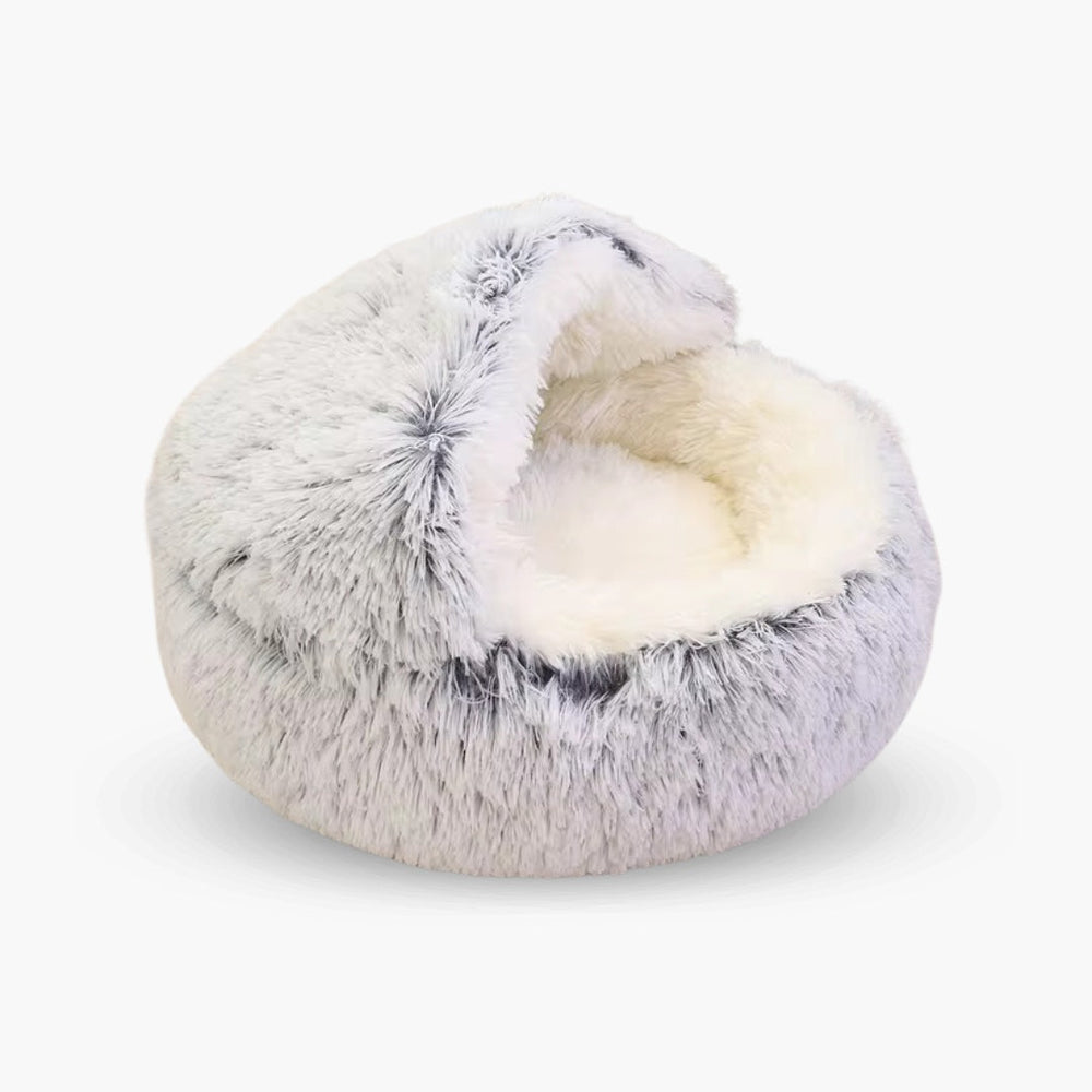 Coussin chat moelleux CozyPaws, idéal pour un sommeil profond, réduit l'anxiété féline.