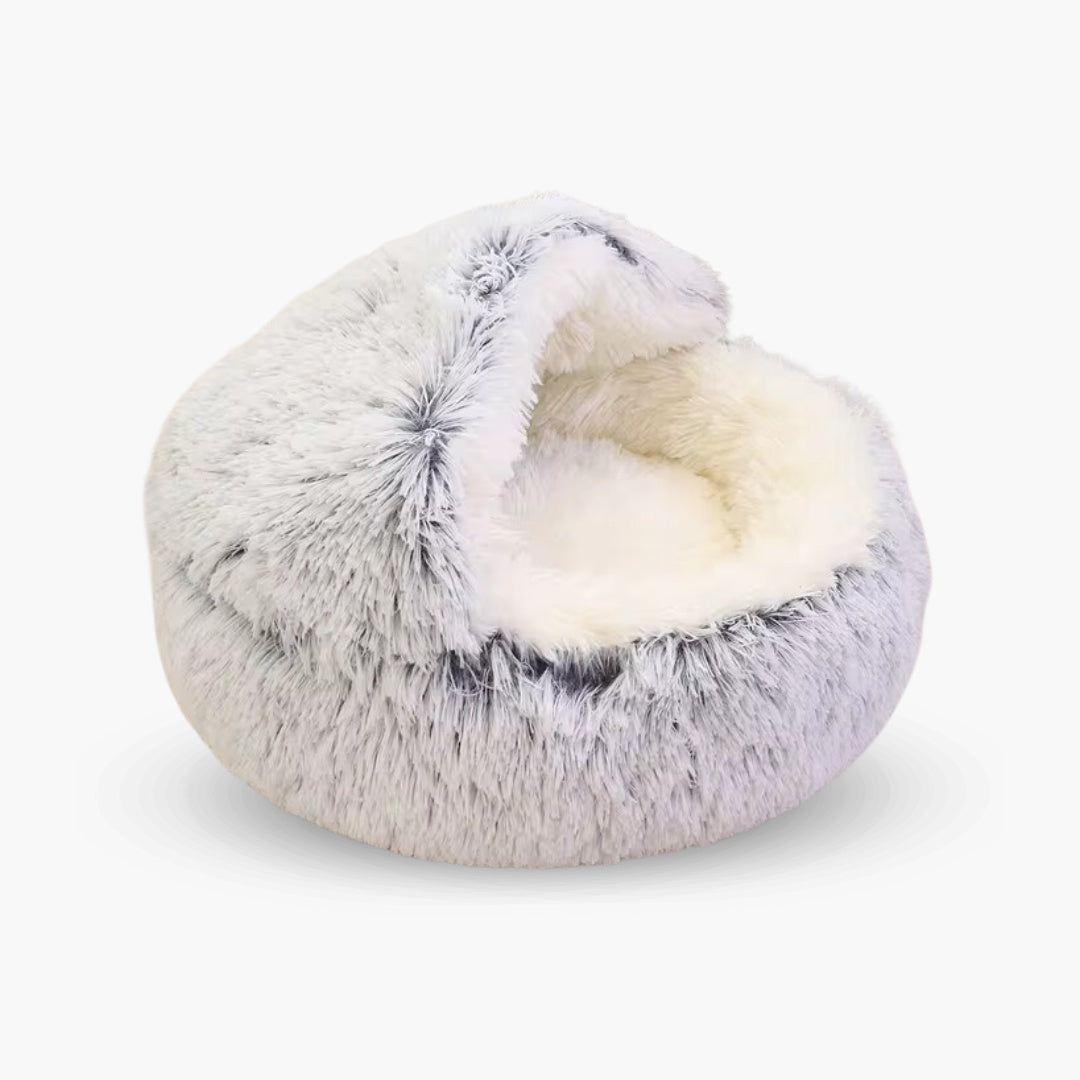 Coussin chat moelleux CozyPaws, idéal pour un sommeil profond, réduit l'anxiété féline.