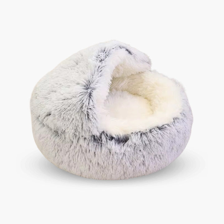 Coussin chat moelleux CozyPaws, idéal pour un sommeil profond, réduit l'anxiété féline.