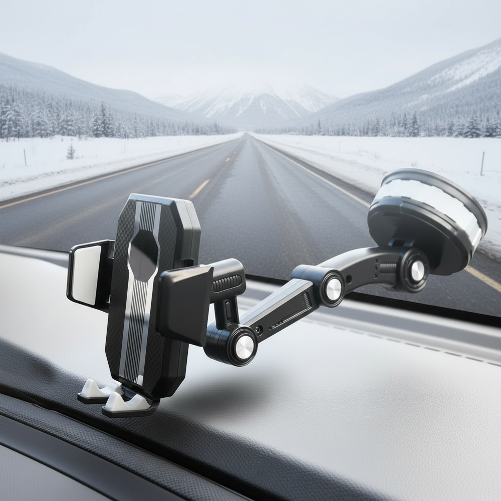 Support téléphone voiture à ventouse puissante, rotation 360° pour smartphone, accessoire auto facile à installer.