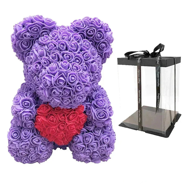 Ours en roses éternelles, un geste romantique fait main pour votre bien-aimée.