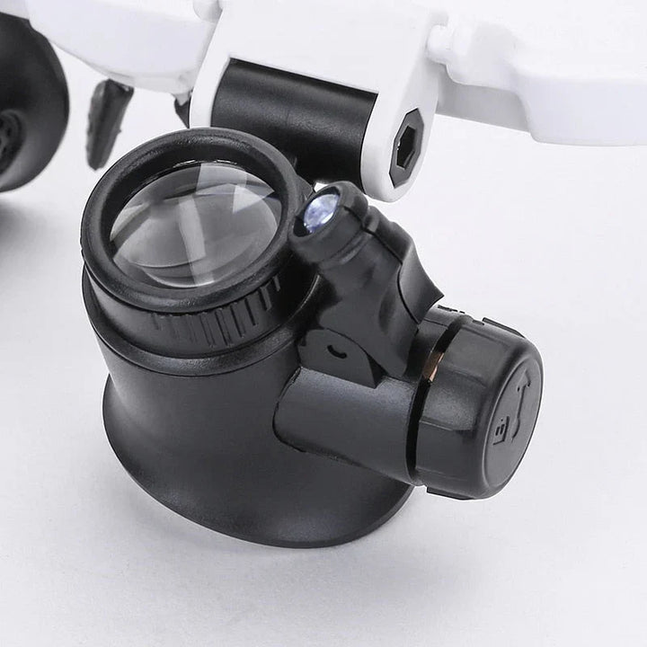 Loupe de travail détaillée avec LED intégrée, grossissement optique pour réparation, loisirs et inspection.