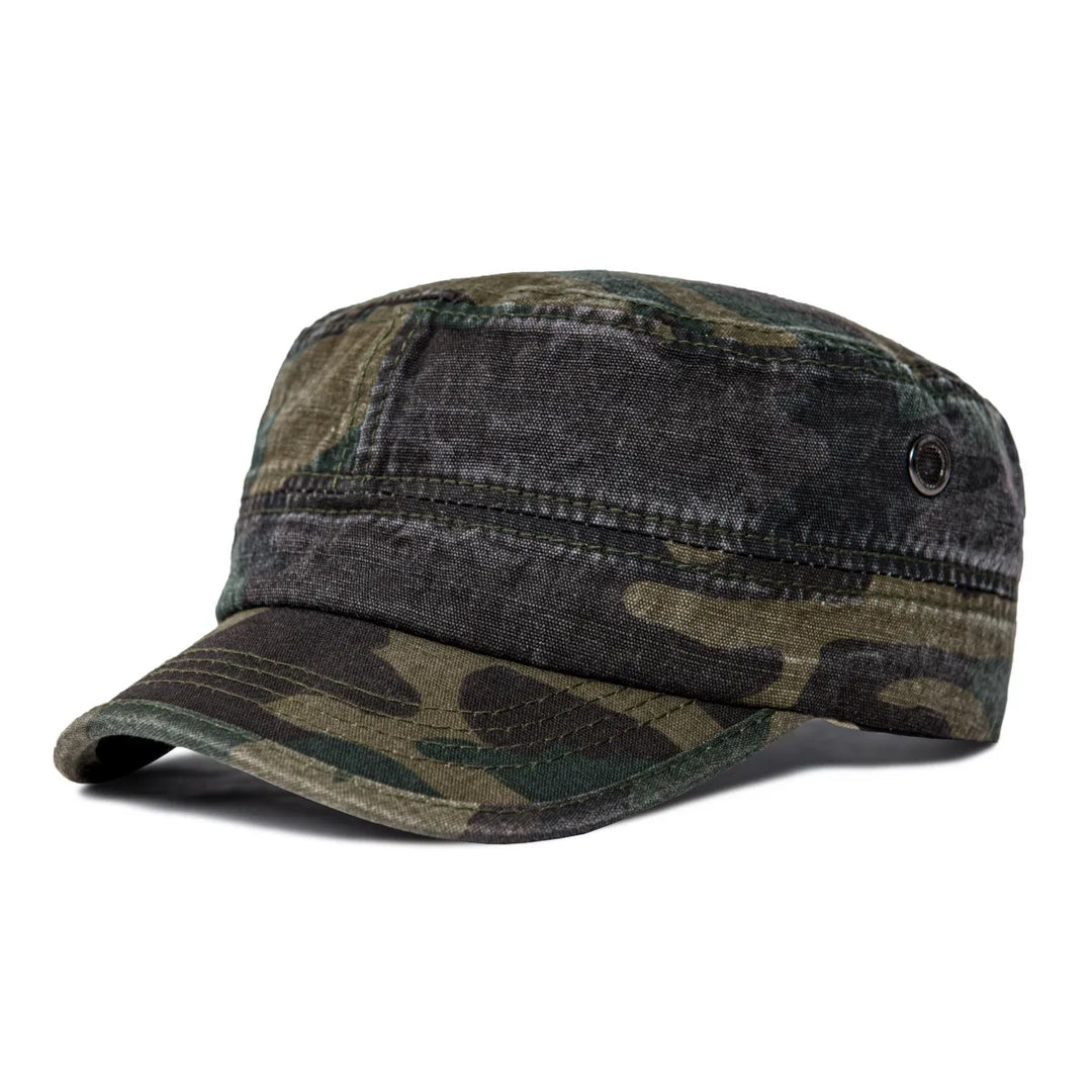 Casquette homme en coton gris, design militaire vintage, durable et confortable.