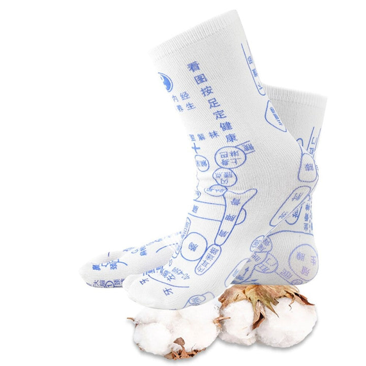 Chaussettes de réflexologie FootRevive, outils d'acupression pour le bien-être des pieds et une détente totale.