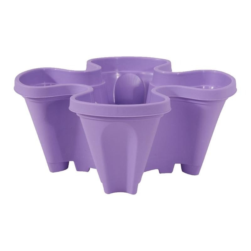 Système de culture verticale 4 niveaux pour fraises, herbes et fleurs, design empilable et compact.