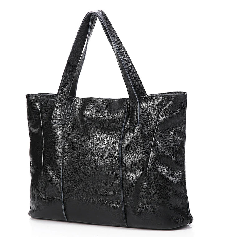 Sac cabas en cuir souple pour femme, couleur camel, idéal pour les études et le bureau.