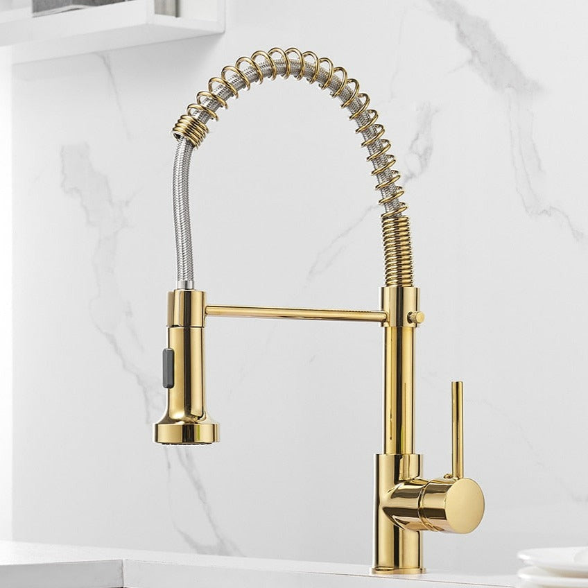 Robinet de cuisine moderne, douchette flexible pour un nettoyage précis.