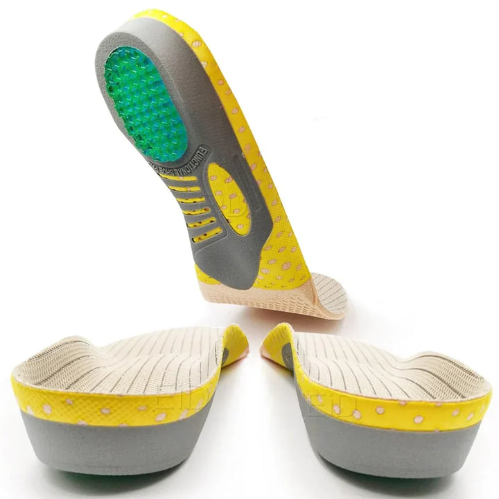 Semelles orthopédiques en gel unisexe, soutien voûte plantaire et amorti durable pour confort optimal.