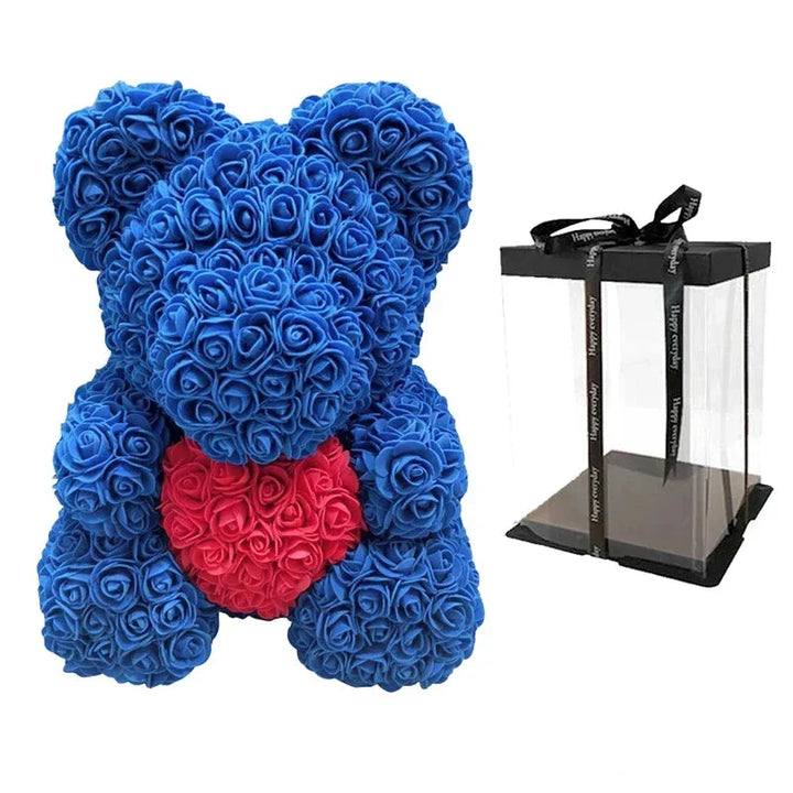 Peluche ours en roses artificielles, apporte de la joie, décoration maison unique.