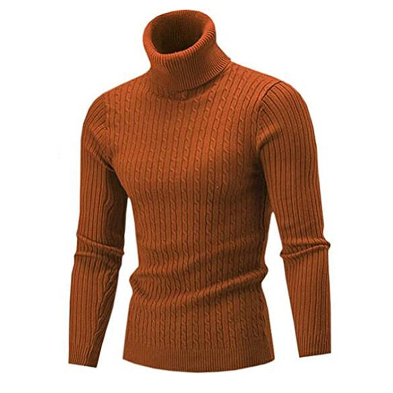 Chandail homme col roulé confortable, idéal pour affronter le froid de l'hiver avec style.