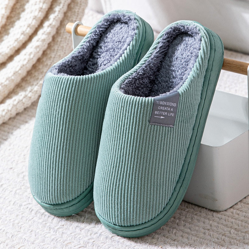 Pantoufles unisexes en coton, douces et chaudes, parfaites pour le confort de la maison en hiver.
