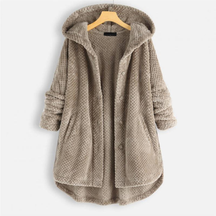 Veste femme FleeceFinesse réversible à capuche, face A, montrant son design élégant et son tissu doux.