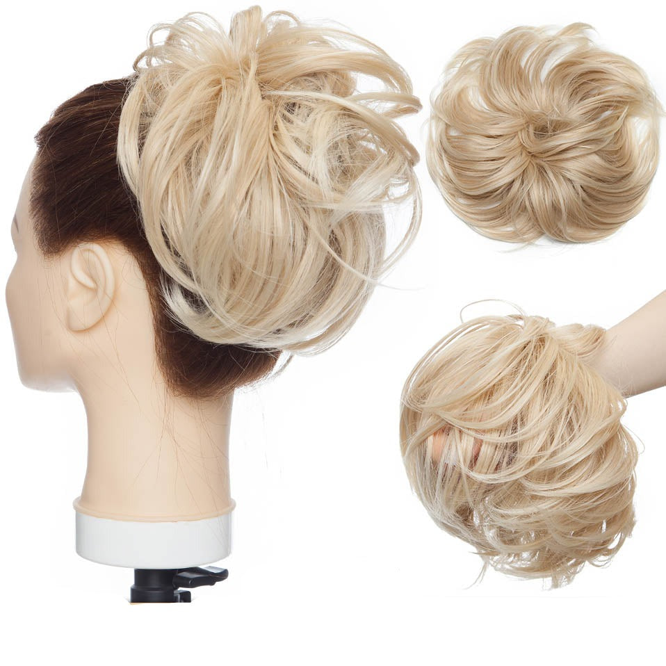 Chouchou chignon désordonné, extension de cheveux pour femme, style mode et volume instantané.