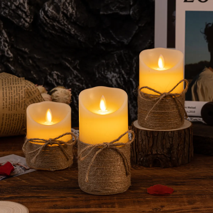 Bougies LED sans flamme pour table basse ou chambre, éclairage décoratif sécurisé pour toute la maison.