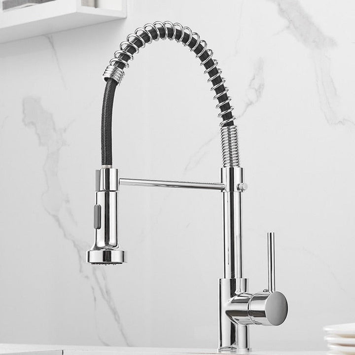 Robinet d'évier noir mat, douchette flexible pour une installation facile.