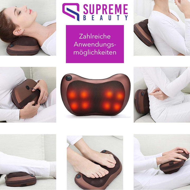 Coussin de massage Shiatsu relaxant avec chaleur pour soulager les tensions du cou, dos et épaules. Bien-être garanti.