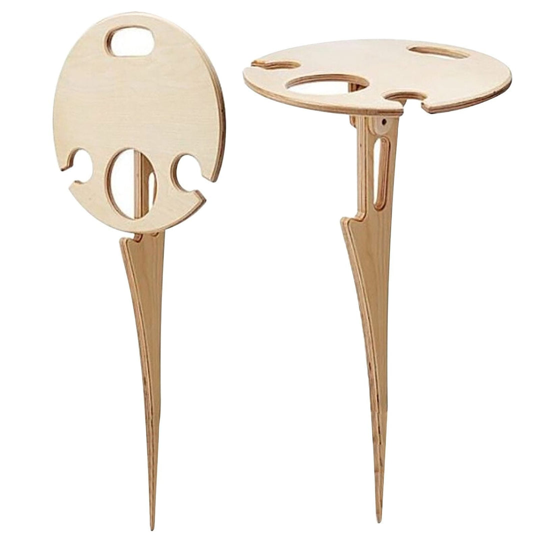 Table de pique-nique nomade en bois pour vin, fromages et snacks. Pliable, parfaite pour vos sorties.