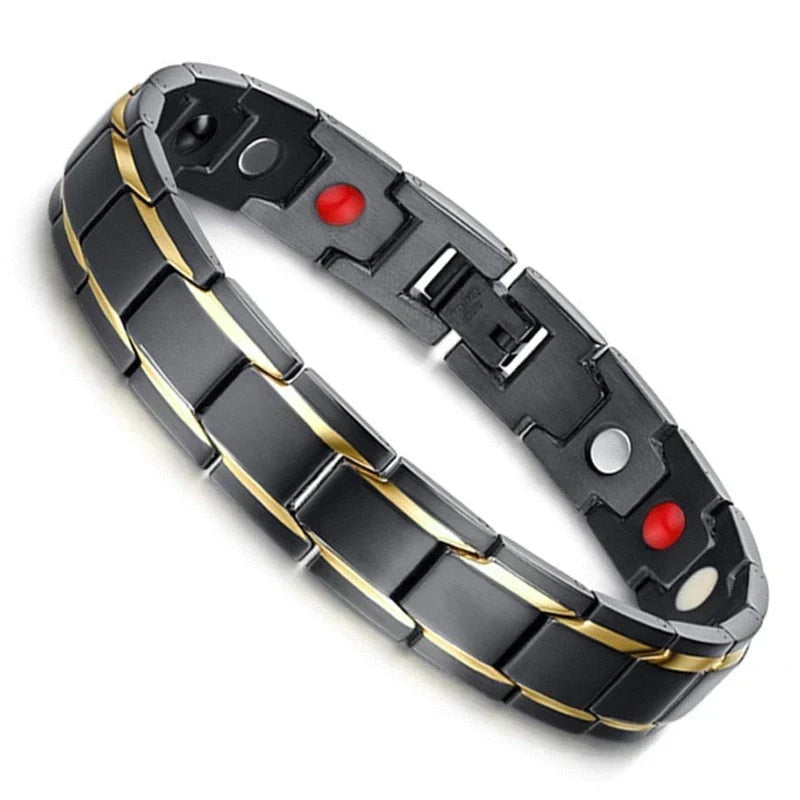 Bracelet magnétique élégant pour le bien-être, améliore circulation et énergie pour hommes et femmes.