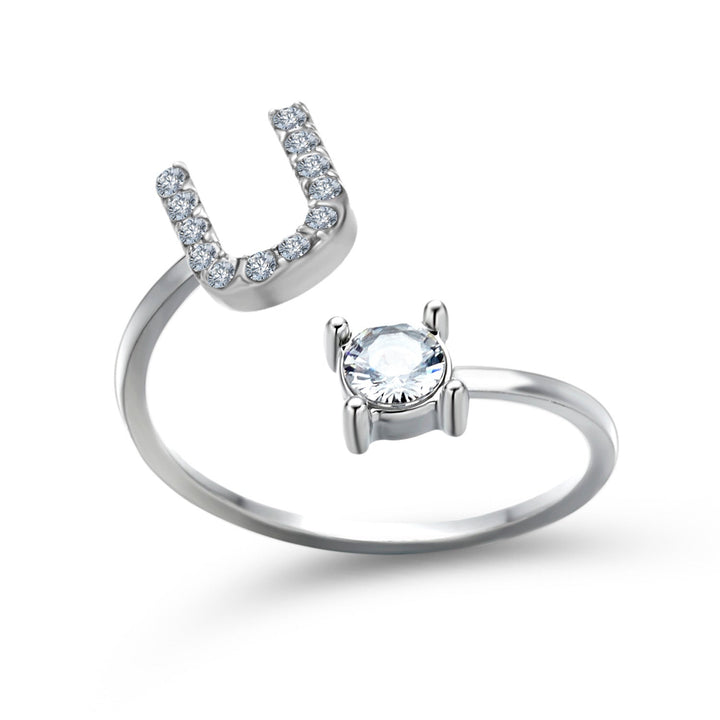 Bague alphabet pour femme, ajustable, bijou personnalisé délicat.