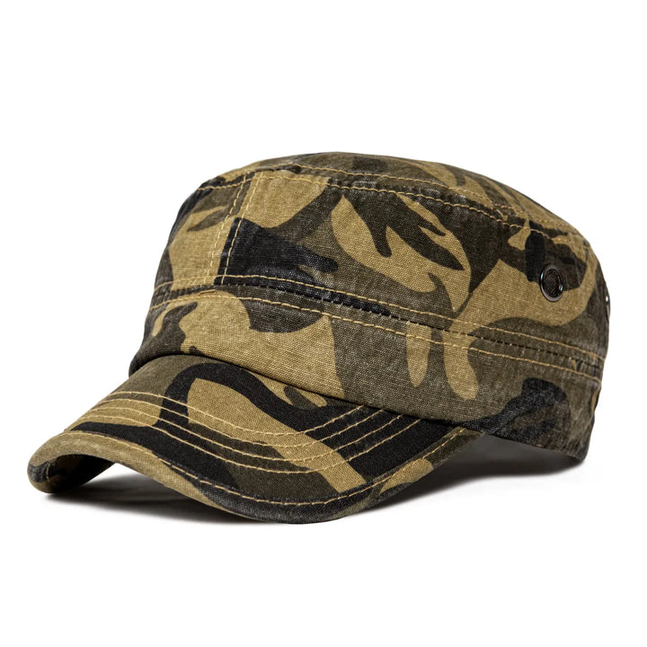 Casquette militaire homme en coton denim, ajustable, style urbain et confortable.