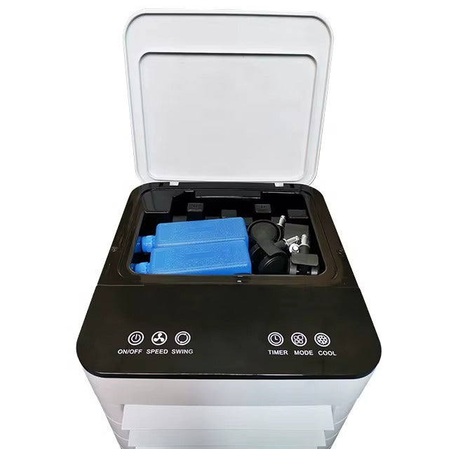 Panneau de commande du climatiseur mobile 3-en-1, affichant les fonctions de rafraîchissement et purification.