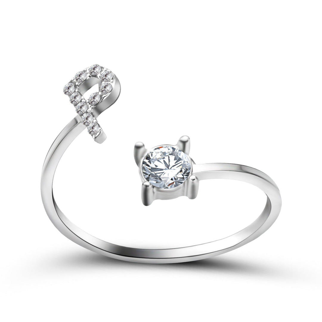 Bague femme avec initiale, réglable en or, cadeau personnalisé.