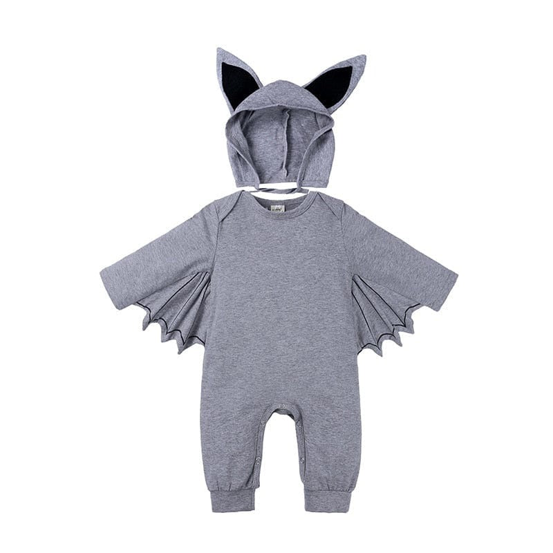 Tenue d'Halloween bébé chauve-souris unisexe. Déguisement enfant mignon avec ailes noires, idéal pour les fêtes.