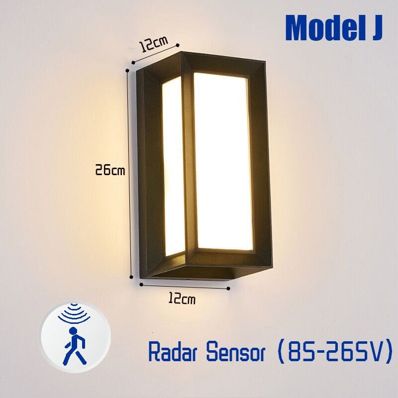 Luminaire LED extérieur mural, moderne. IP65 résistant, avec capteur de mouvement pour une sécurité accrue.