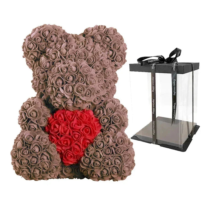 Ours en roses éternelles, idéal pour Saint-Valentin, anniversaire ou surprise romantique.