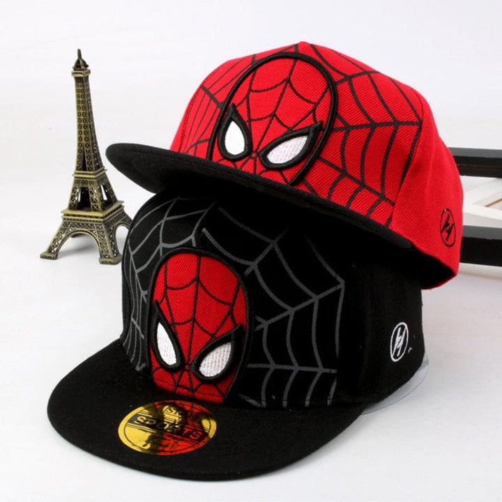 Casquette Spiderman enfant rouge réglable, style baseball, pour garçons et filles fans du dessin animé.