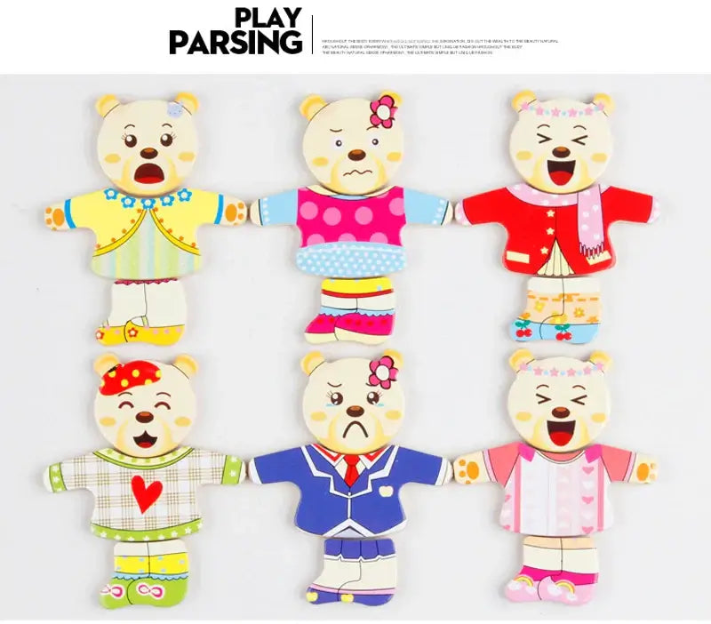 Lapin en bois à habiller. Puzzle pour enfants, développe la coordination et la réflexion.