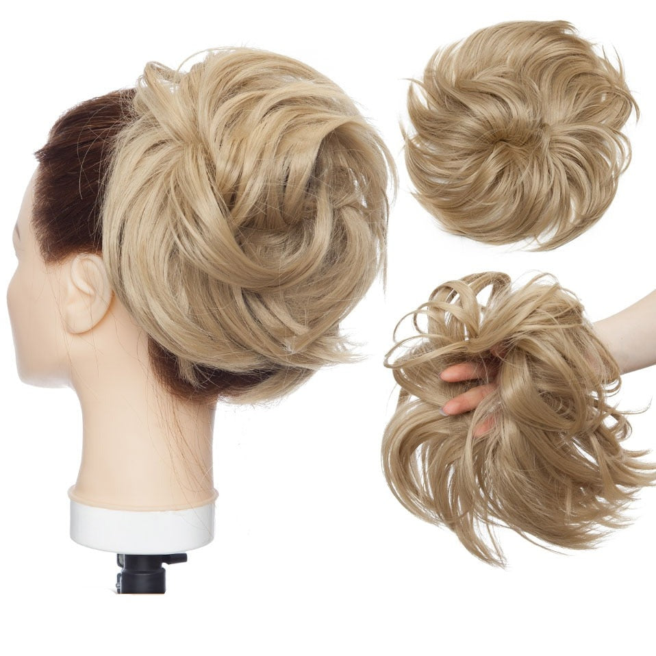 Coiffure facile: chignon désordonné synthétique, volume naturel pour toutes les femmes.