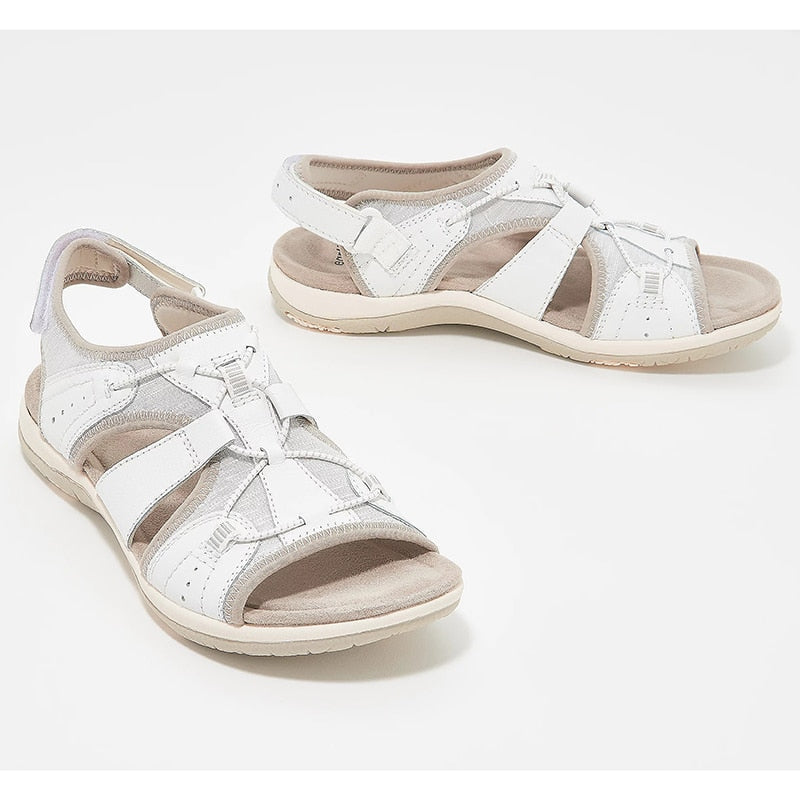 Sandales femme avec brides Velcro réglables, ergonomie avancée pour le confort de marche quotidien, style décontracté.