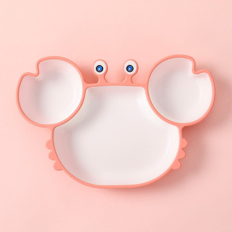 L'assiette silicone bébé crabe rend l'alimentation des tout-petits joyeuse et propre. Antidérapante et résistante.