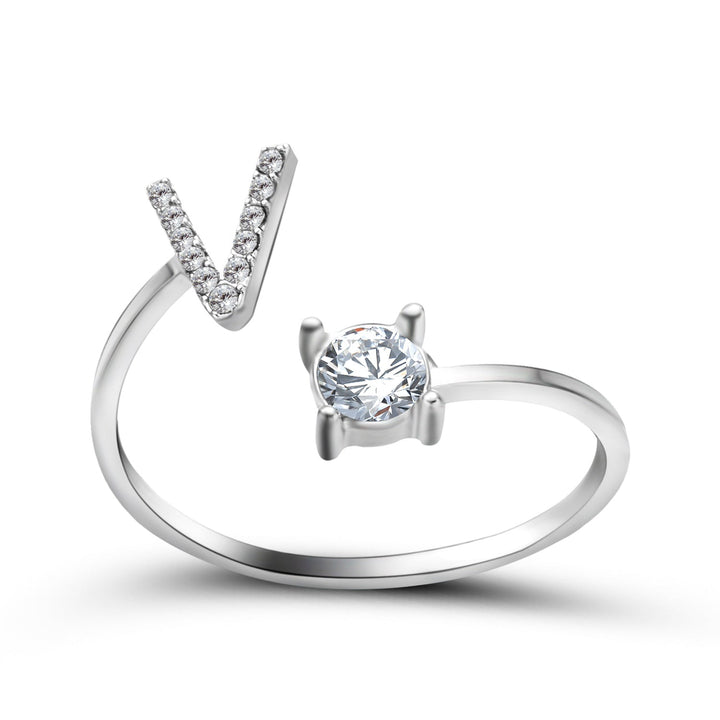 Bague alphabet en argent, ajustable, bijou personnalisé femme.