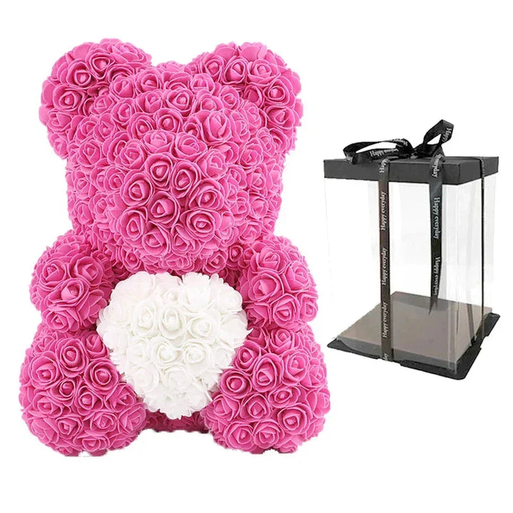 Ours en roses, fait main, idéal pour la Saint-Valentin ou un cadeau d'anniversaire.