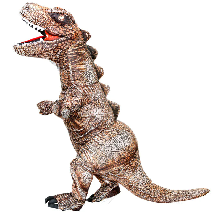 Déguisement de dinosaure gonflable réaliste T-Rex, adapté aux adultes et enfants, pour fêtes costumées et événements.