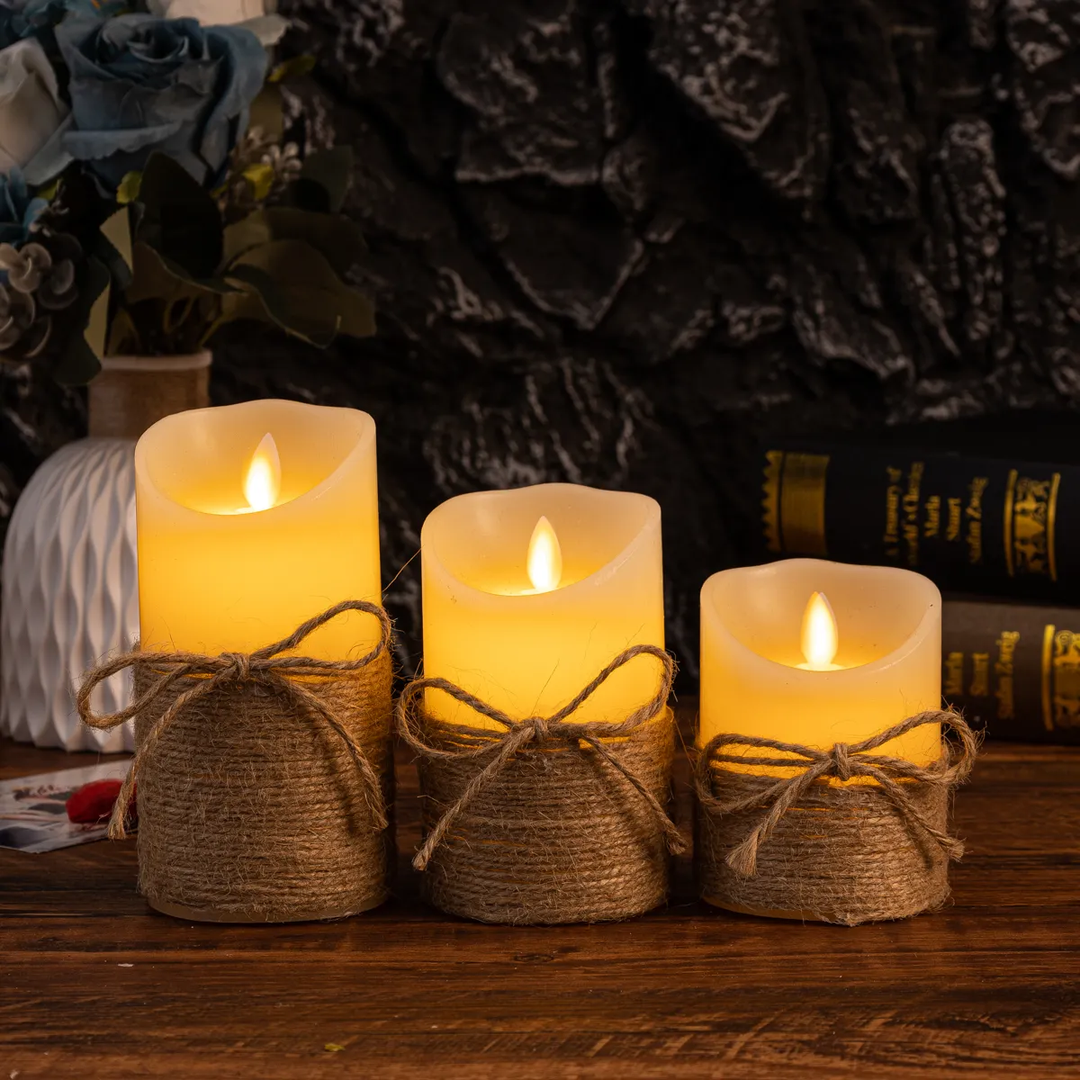 Bougies LED design sans flamme, apportant une lumière d'ambiance chaleureuse et moderne à toute pièce de la maison.