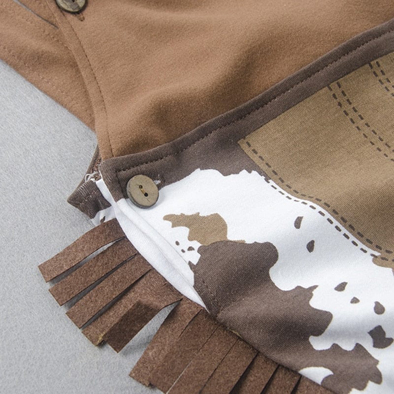 Joli déguisement cowboy enfant 3 pièces en coton, idéal pour bébé fille ou garçon, carnaval ou jeux.