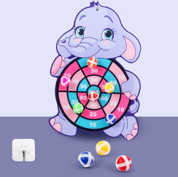 Jeu de fléchettes pour enfants avec motifs animaux, cible adhésive sûre pour développer la coordination et motricité.