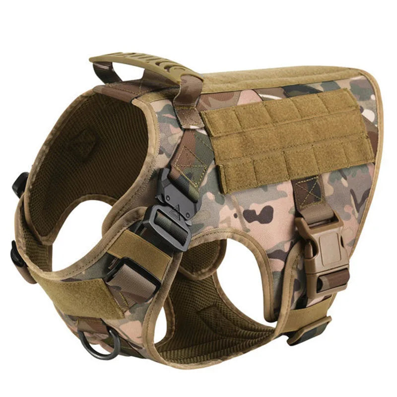 Kit complet : harnais tactique K9 et laisse assortie pour grands chiens. Parfait pour le dressage, l'entraînement et les aventures.