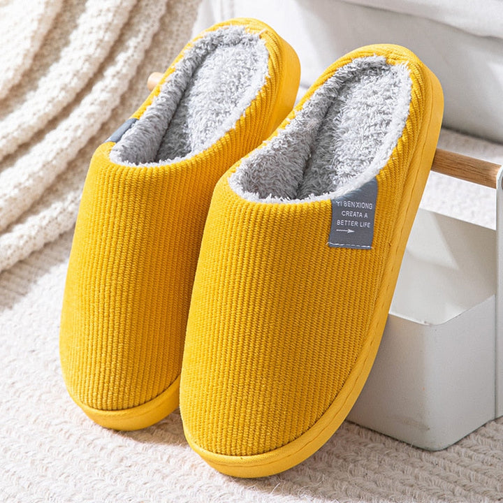 Idée cadeau : pantoufles d'hiver unisexes en coton, douces et chaudes, pour un confort maximal.
